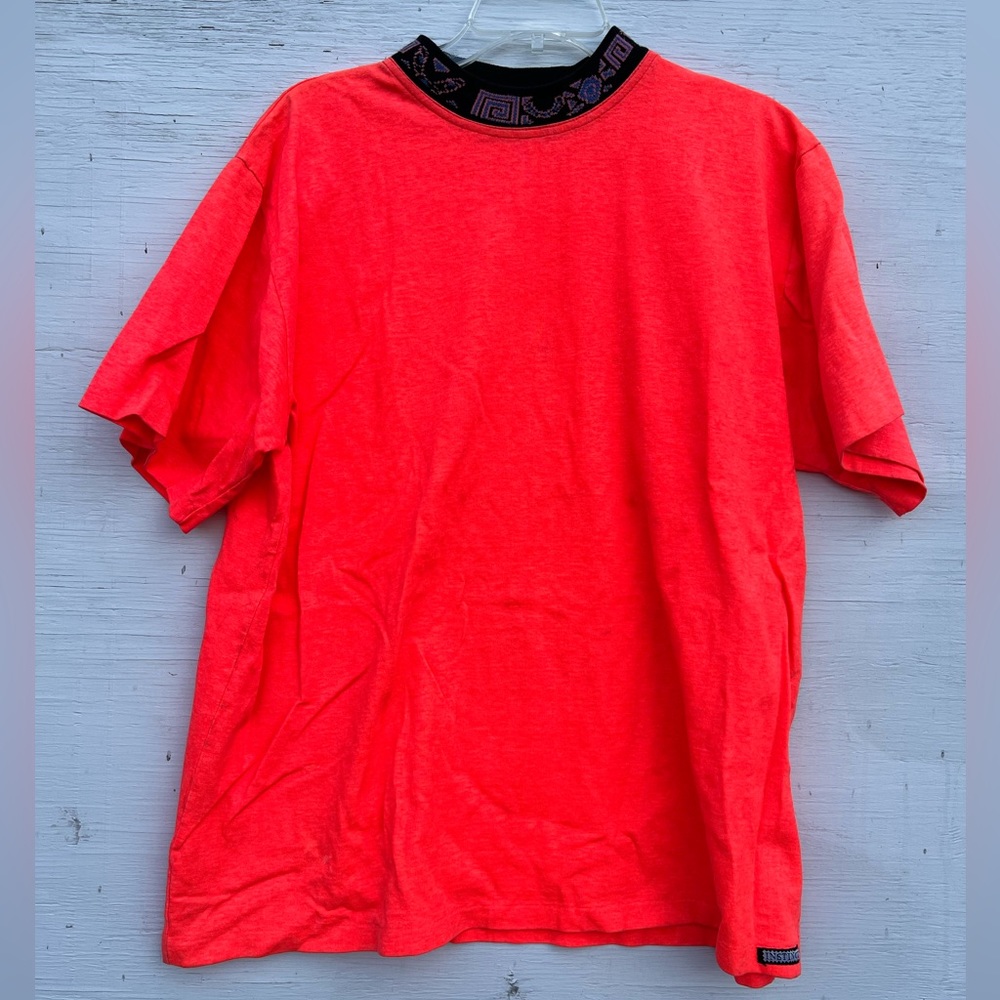 Deadstock Vintage Surf shirt NWOT Day glo with woven collar short sleeve